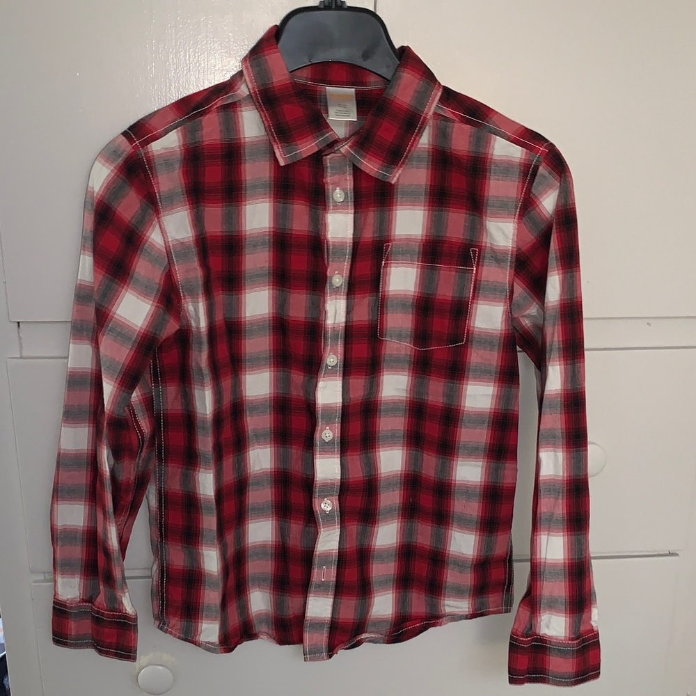 Gymboree Red and White Plaid Button-Down Shirt